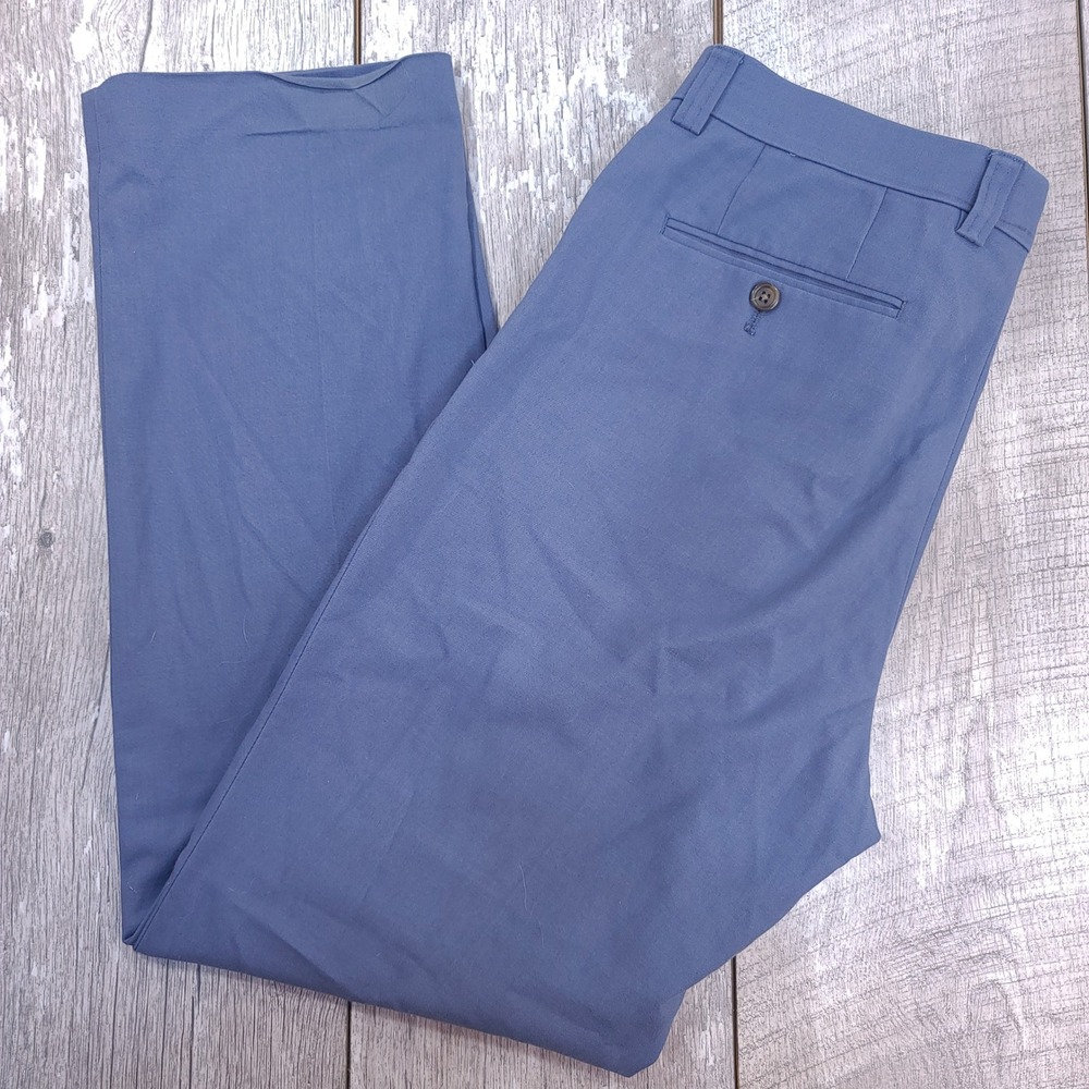 Ralph Lauren Dress Pants Mens Size 34x31 Blue Flat Front Straight Leg Trousers